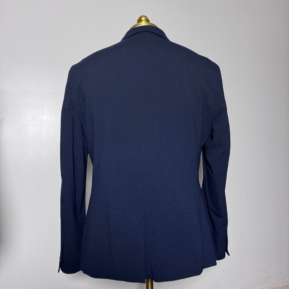 H&M Conscious Mens 42R Navy Blue Textured 2 Piece Slim Suit 34x29 - Picture 3 of 6